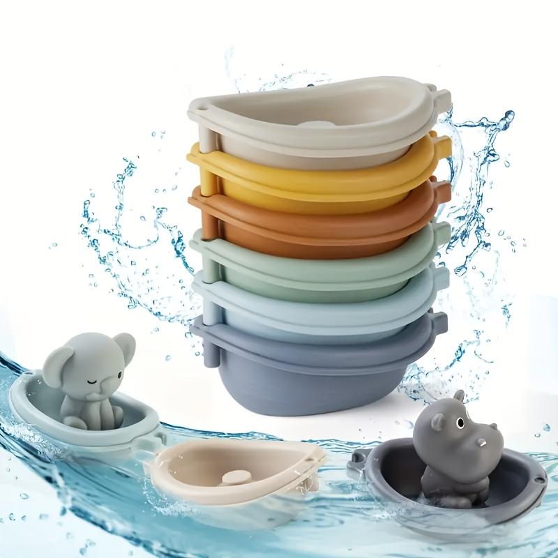 Stackable Animal Floating Bath Toy Set | Toddler Educational Sensory Play with Suction Cups for the Bath, Pool and Beach