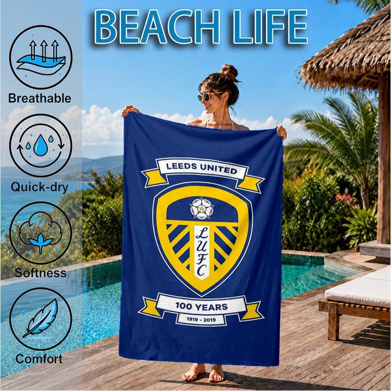 Asciugamano da Spiaggia in Microfibra con Stampa dello Stemma di Leeds, Morbido e Assorbente, Asciugatura Rapida, Ideale per Viaggi Estivi, Essenziale per la Spiaggia, Piscina