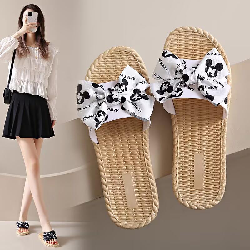 

Женские домашние тапочки с бантом, осенне-летняя классическая обувь 38 белый