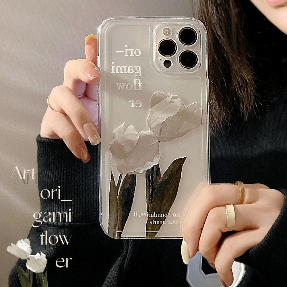 

Frosty Wind Flowers Iphone16 Mobile Phone Case 13 Apple 14pro Max Suitable for 11 Literary Xs Silicone 8 12 12pro(6.1)
