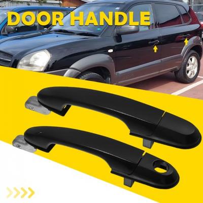 Pair BLACK Exterior Rear+Front Driver Side Door Handle For 05-09 Hyundai Tucson