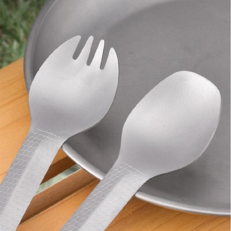 Picnic Flatware Camping Titanium Spork Spoon Non Taste, Nonslip Grip Soup Spoon