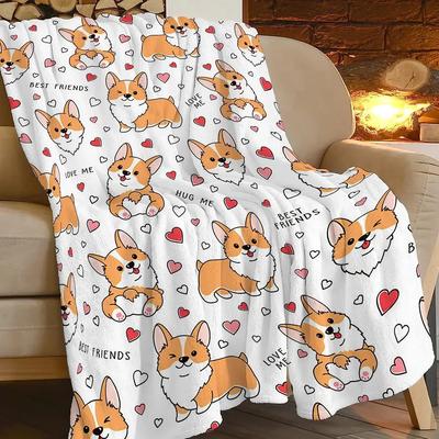 Corgi Deken Schattige Huisdier Hond Corgi Plaid Dekens Super Zacht Flanel Gezellig Cartoon Patroon Dieren Deken Warm Lichtgewicht