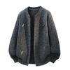 Herren Strick-Cardigan-Pullover mit Stickerei, lockere Passform, warm, Winter-Pullover, Freizeitkleidung für Paare