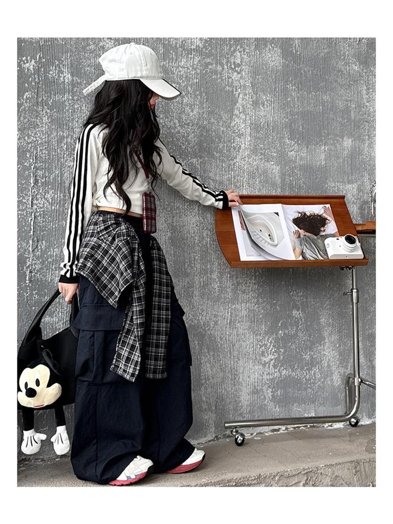 2025 Girls' Spring/Autumn Set: Trendy Sweatshirt & Cargo Pants for Middle School Students