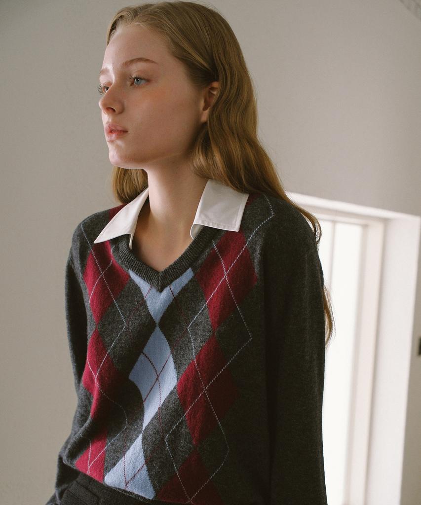 YUPPE Argyle Shirt Knit_Gray