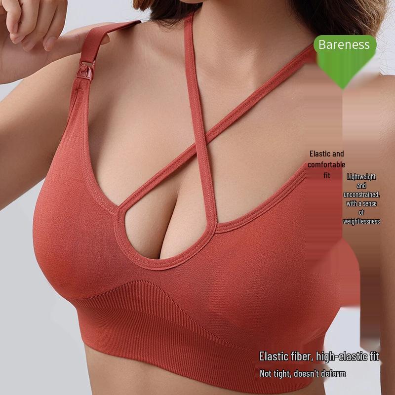 Seamless Cross-Border Vest-Style Nursing Bra with Removable Pads for Yoga & Postpartum