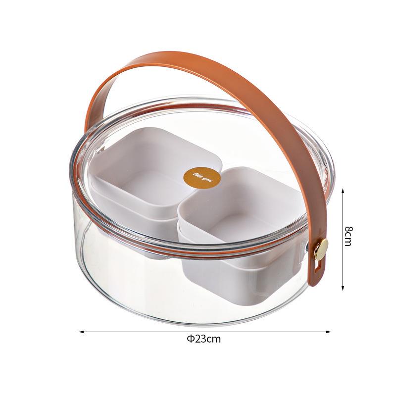 Portable Fruit Tray with Lid Snack Plate Creative Partition Dried Fruit Tray Dessert Candy Tray Fruit Tray Hand Basket Ice Bucket