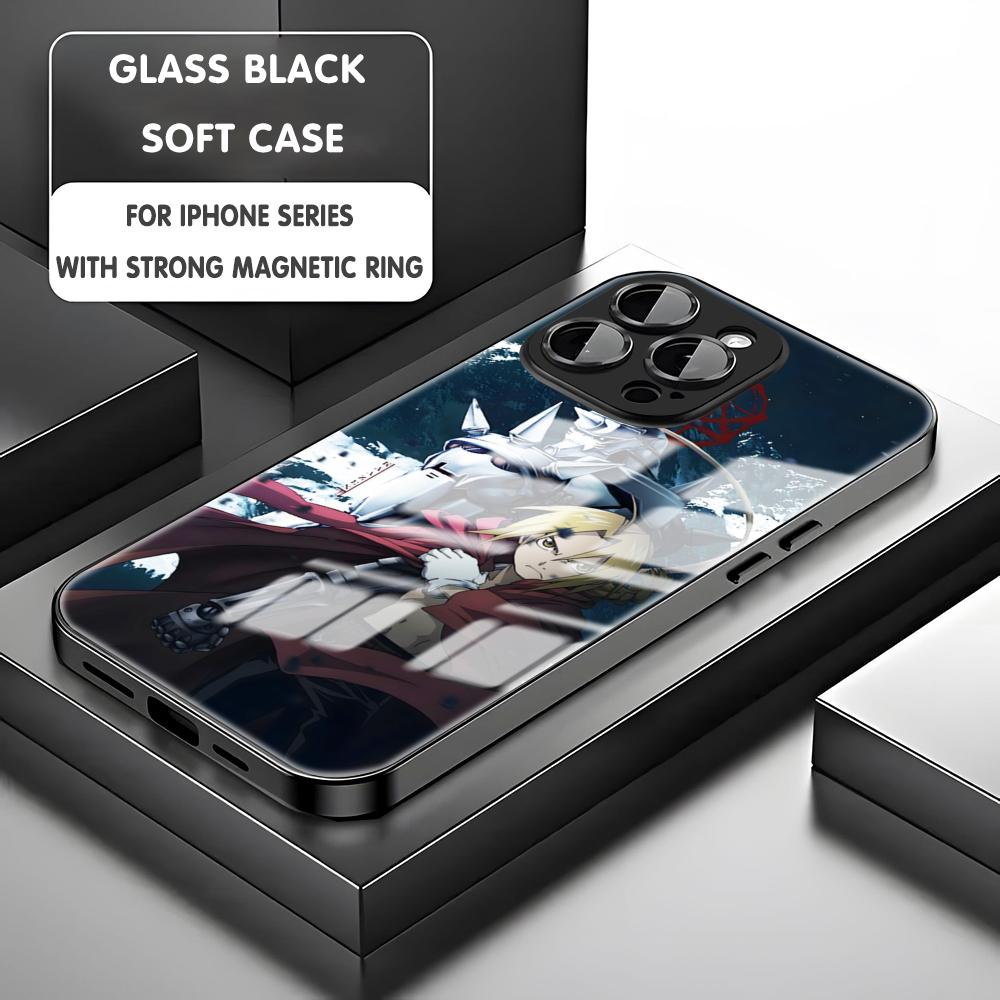 Anime Fullmetal Alchemist Phone Case For iPhone 16 15 14 13 12 11 X XR XS 8 Plus Mini Pro Max Glass Magnetic Case