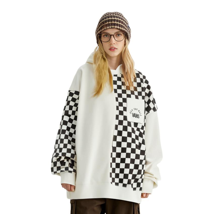Vans American Vintage Check Print Pullover Crewneck Sweatshirt Unisex sweatshirt Off-White VN0002ENFS8