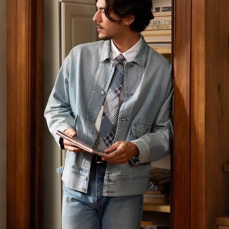 Levis Color Blocked Comfortable Long Sleeve Denim Jacket Men Jackets Blue A7150-0003