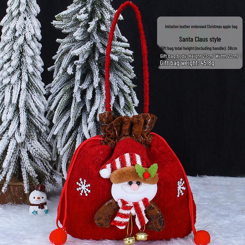 Internationale Weihnachts-Jutesack-Geschenktüten-Ornamente: Zeichentrick-Apfel- und Süßigkeitstüten für den Kindergarten