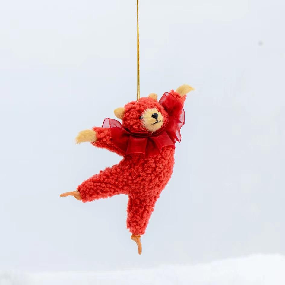 New Cartoon Kawaii Dancing Bear Plush Doll Room Bedside Pendant Creative Ins Ballet Bear Plush Car Pendant Kids Birthday Gift