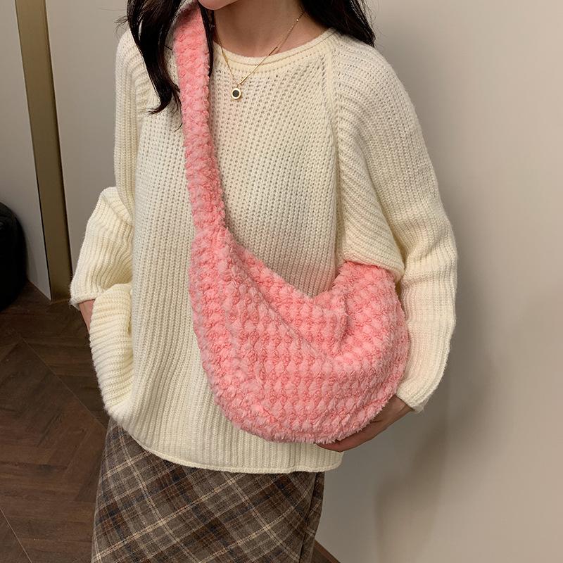 

Женская сумка осенне-зимний тренд ананасовая клетка простая, свежая и милая портативная плиссированная сумка-пузырь на плечо сумка подмышку розовый