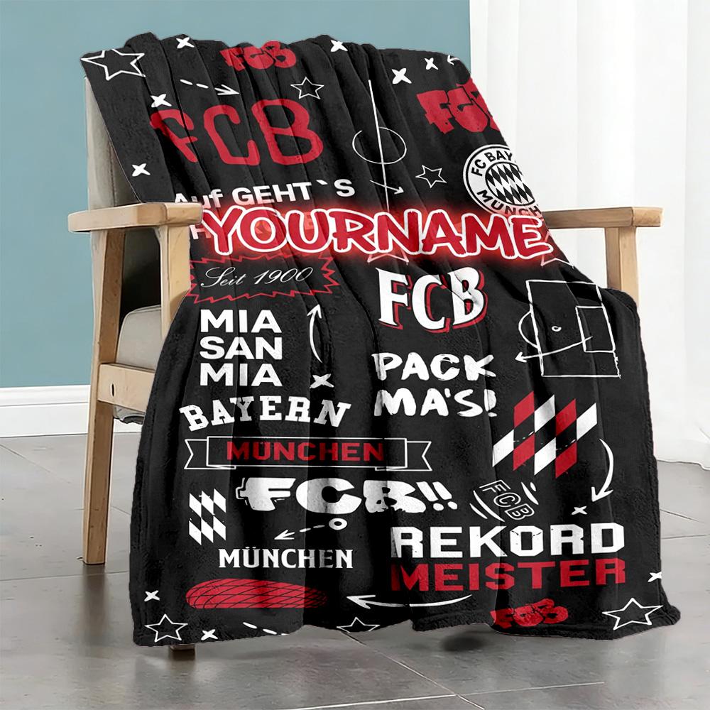 Fc Bayern München 7 Customize Your Name Blanket Gift Customizable Blanket Soft & Cozy Suitable for Seaside Bed Sofa Livingroom All-Season Use