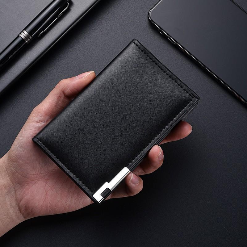 Slim Mens Bifold Wallet PU Leather Card Holder Minimalist Urban Style Lightweight Multi-Card Compartment