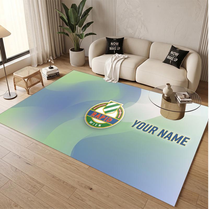 Personalized Crystal Velvet Carpet Rapid Wien FC Pattern Non Slip Floor Rug