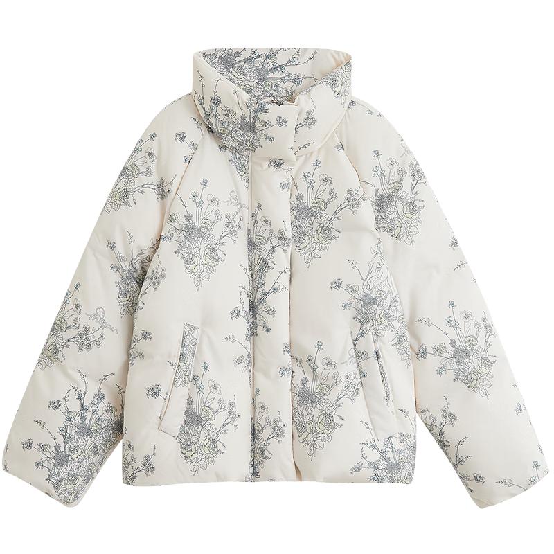 

INMAN Old Money Style Printed Stand-Collar Short Down Jacket M