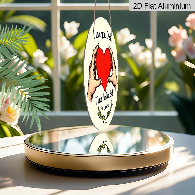 2D Flat, 1pc "I Love You Dad" Round Metal Wall Sign - Retro Pastoral Aluminum Tin Plaque Suitable for Father's Day Gift, Garage, Cafe Decor - Vintage
