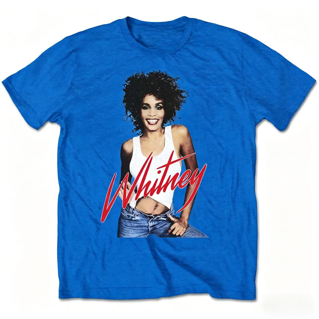 Whitney Houston Classic Portrait Print summer 100 Cotton TShirt Pop RB Streetwear Unisex Crew Neck Short Slee