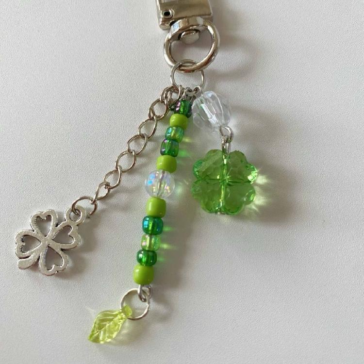 Grass Leaf Bead Pendant Phone Charm Hangings Rope Sweet Phone Chain Strap Bag Decoration Lanyard Keychain Accessory