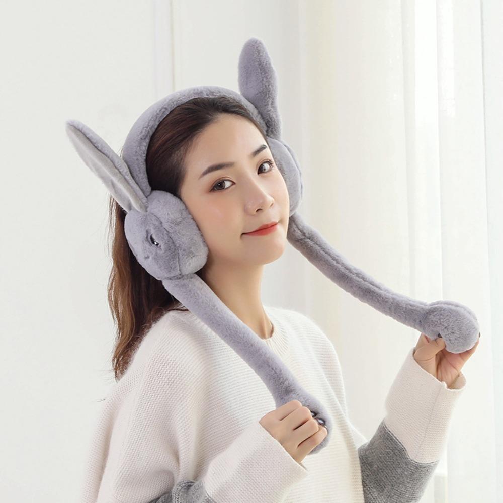 Moving Rabbit Ears Protection Earmuffs Student Couple Cold Winter Plush Ear Muffs Ear Warmers Funny Toys For Kids Adult Gifts