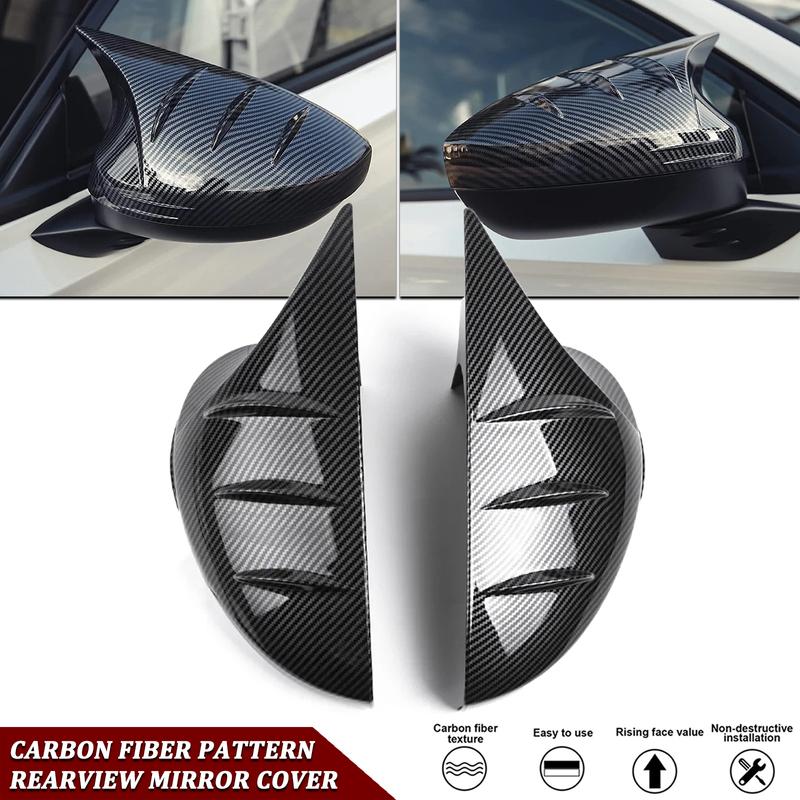 2pcs Carbon Fiber Pattern Rearview Side Mirror Cover Cap Cover Protector Molding Trims Decoration For Honda Civic 11th Gen 2022