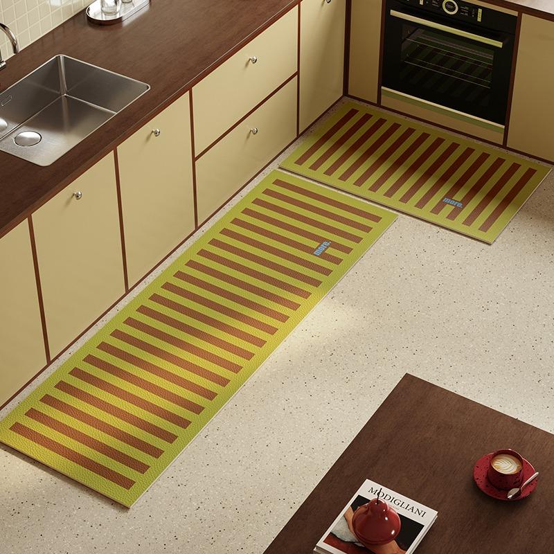 Long Strip Kitchen Floor Mat PVC Leather Rugs Waterproof Anti-fouling Oil-proof Kitchen Rug Washable Easy Clean Home Decoration