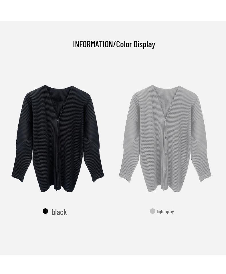 2024 Miyake Pleats Pánská bunda bez límce - Tenký, prodyšný a pohodlný jarní kardigan