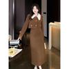 Women's French Retro Corduroy Two-Piece: Doll Collar Short Coat & Slim Long Skirt In Autumn Contrast Colors