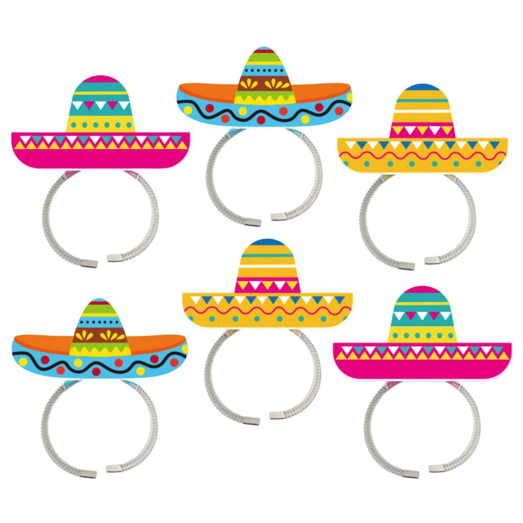 Mexicaans Thema Papieren Hoofdbanden voor Kinderfeest Decoraties Set van 6 Sombrero Stijl Papieren Hoofdbanden voor Kinderen Festival Kostuum Accessoires