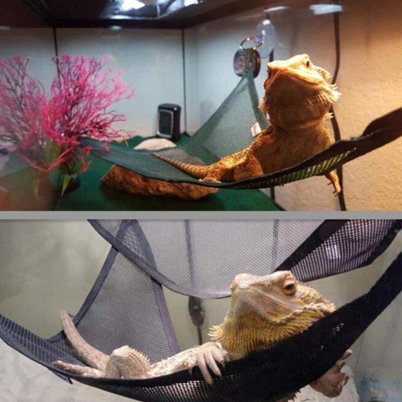 2Pieces Reptiles Hammock Bearded Dragon Hammock Suction Cup Hanging Lounger for Lizard Geckos Climbing