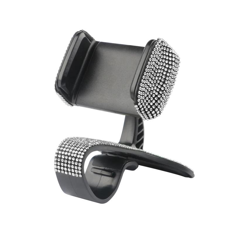 Diamond Crystal Car Phone Suction Cup Holder Fixed Multifunction Rotating Mobile Phone Mount Bracket Decor Car Bling Accessories