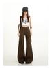 Women's Trendy Cotton Micro-Flare Casual Jeans with Patch Pockets and Deconstructed Design
