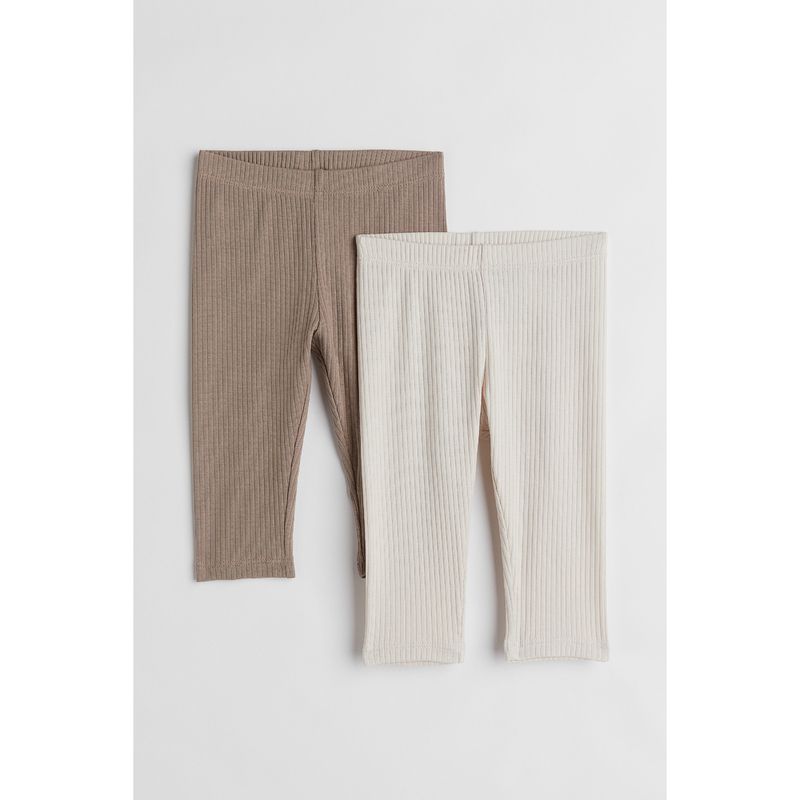 

HM Children s Clothing Girl s Baby Pants 2 Pack Autumn Heart Shape Printed Rib Jersey Leggings 0795311 Beige/cream 52/41