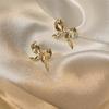 Stud Earrings Bow Japanese and Korean Earrings New Year Style Trendy and High-end Light Luxury Women's Style