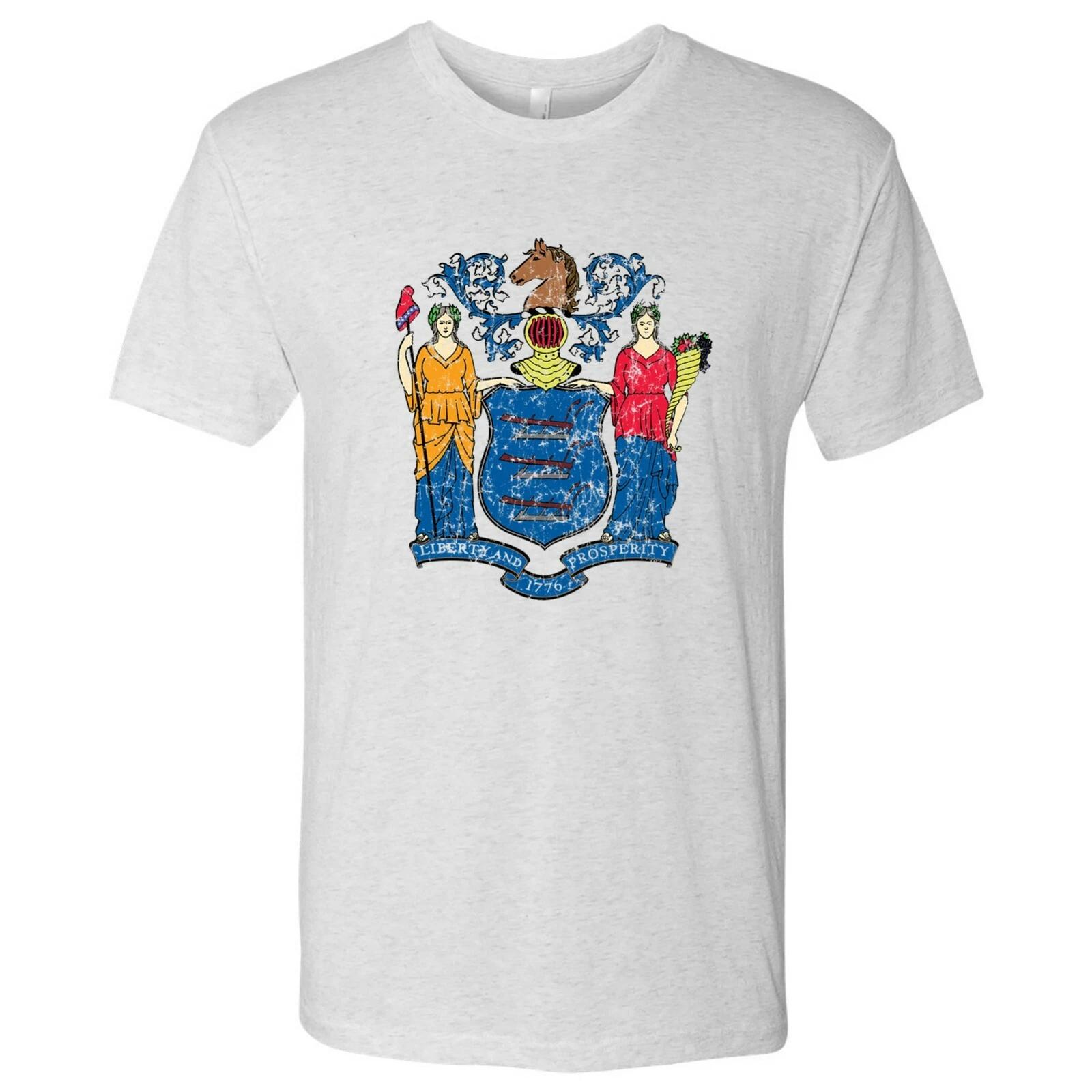 New Jersey Flag State Pride Triblend Mens T-Shirt - Heather White S