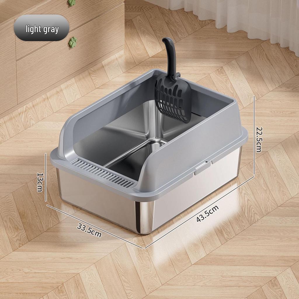 Extra Large Top-Entry Stainless Steel Cat Litter Box with Anti-Splash High Walls