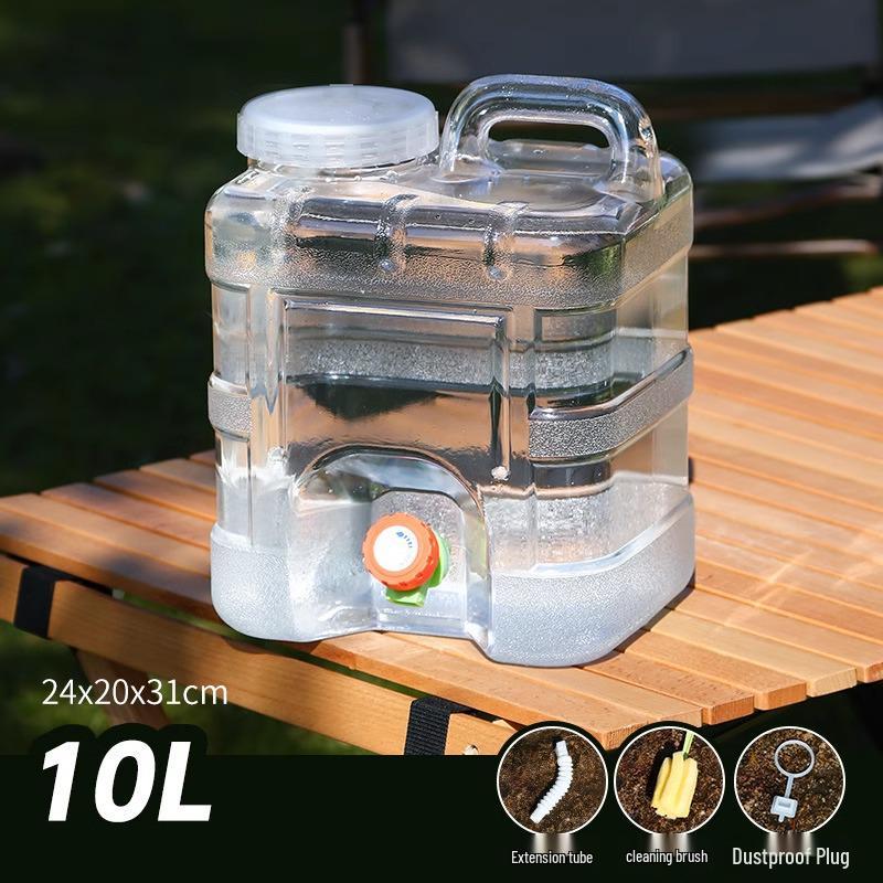 Großer transparenter Outdoor-Wassertank mit Hahn für Auto Reisen und Selbstfahrertouren.