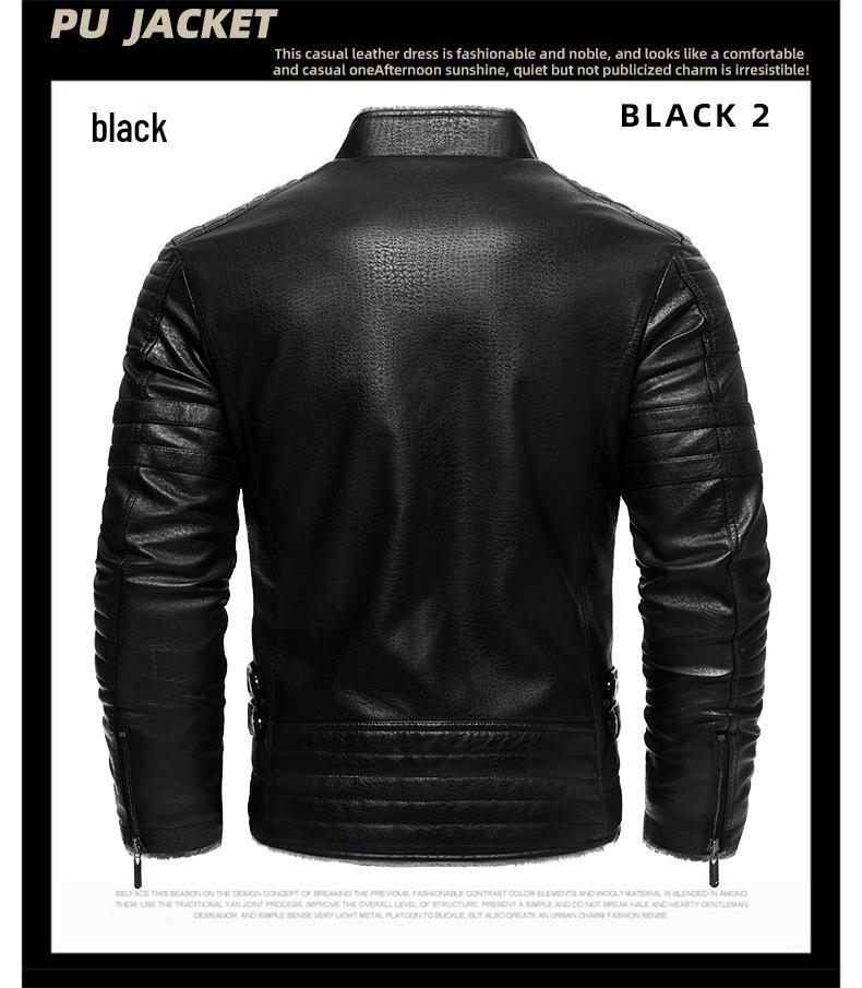 Men's Retro Faux Leather Jacket with Multi-Pockets, Fleece-lined PU, Business Casual Outerwear