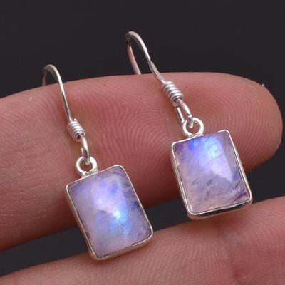 Natural Moonstone June Birthstone Earring Handmade 925 Sterling Silver Jewelry