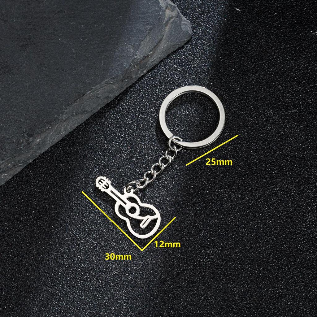 Retro Guitar & Violin Keychain: Stainless Steel 201 Music Festival Bag Charm for Men & Women
