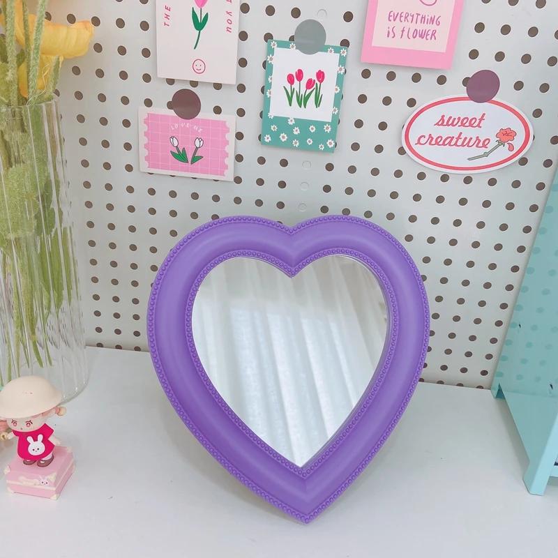 

Кавайное декоративное зеркало в форме сердца в стиле ИНС, винтажное зеркало, настенное зеркало для украшения спальни девочки, 2025 оптом