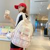 New Large-capacity Make-up Bag Trendy and Fashionable Plaid Junior High School College Student Backpack Two-piece Backpack Fashionable