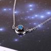 KELITCH Women's Choker Necklace with Synthetic Opal & Moon Oval Pendant (16-18 Inch) Chain (Color)