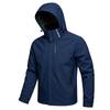 Men's Waterproof Hooded Windbreaker Jacket with Detachable Hood and "EXPLORE" Zip Pocket - Lightweight Outdoor Hiking and Travel Coat.