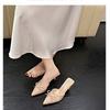 Fashion Patent Leather Bowknot Mule Slides Woman Pointed Toe Kitten Heel Pump Sandals Ladies  Bright Color Evening Party Dress Shoes