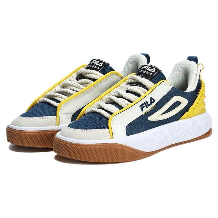 FILA Viva Fabric Non-Slip Shock Absorbing Low-Top Skate Shoes Men Sneakers White Blue F12M323201FBA
