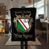 1PC Crest Emblem Custom Name Patterned Flannel Blanket Suitable For All Seasons For Home Decor Warmth And Comfort Gifts Holiday Present