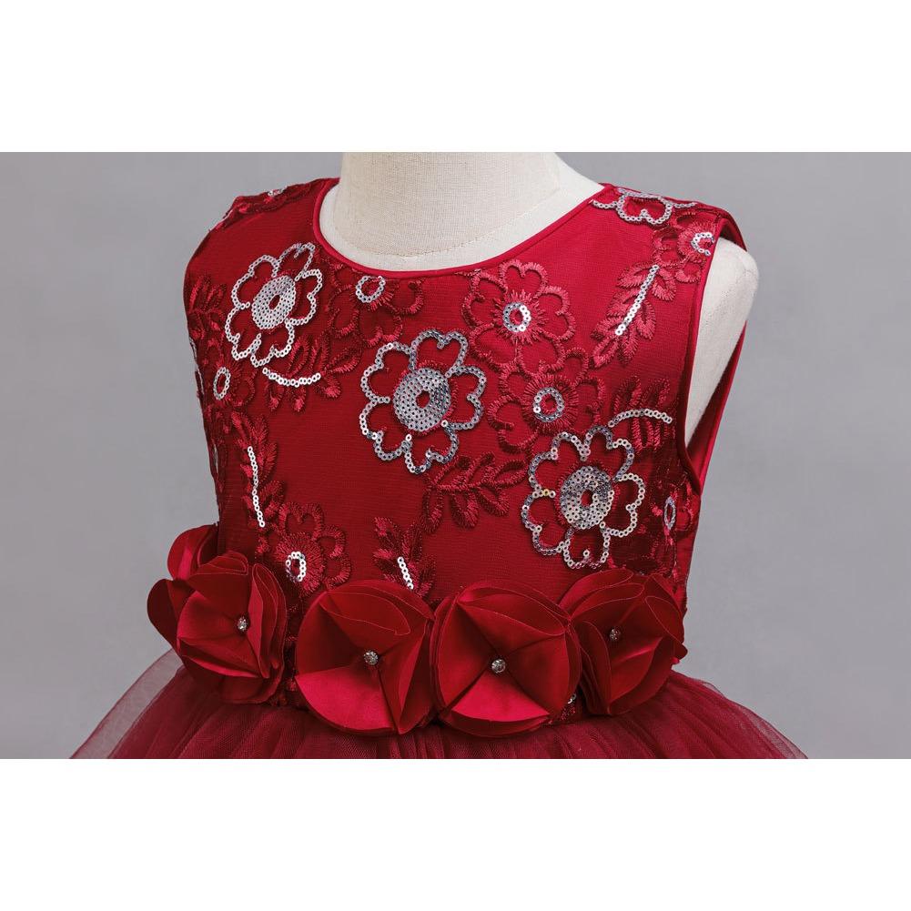 Girls Party Evening Dress Skirt Flower Mesh Tutu Middle and Big Kids Long Christmas Performance Costume 632 Children's Princess